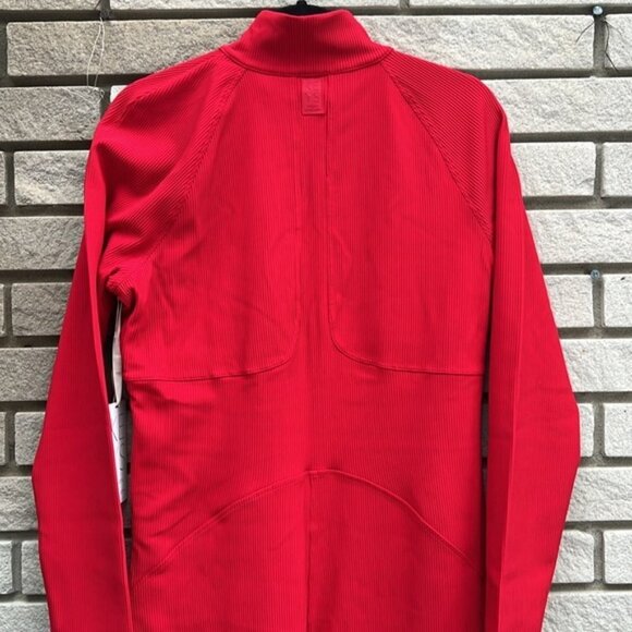 Athleta X Alicia Keyes Goddess Full Length Red Ribbed Zip Jumpsuit - Picture 11 of 16